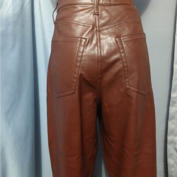 Abercrombie & Fitch Curve Leather 90s Straight Pants-Ultra High Rise Size 32/14 - Picture 7 of 16